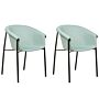 Set Of 2 Dining Chairs Mint Green Fabric Upholster