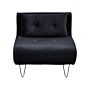 Small Sofa Bed Black Velvet 1 Seater Fold-out Sleeper Armless With Cushion Metal Gold Legs