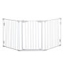 Pawhut Pet Safety Gate 3-panel Playpen Fireplace Christmas Tree Metal Fence Stair Barrier Room Divider W/walk Through Door, White