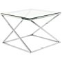 Coffee Table Silver Steel Frame Glass Square Top Geometric