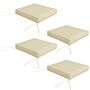 Outsunny 4-piece Seat Cushions Pillow Replacement, Patio Chair Cushions Set With Ties For, Beige