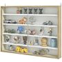 Homcom 5-tier Wall Display Shelf Unit Cabinet W/ 4 Adjustable Shelves Glass Doors Home Office Ornaments 60x80cm Natural