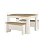 Highgate Dining Table & Bench Set Cream & Oak