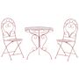 Garden Bistro Set Pink Metal Powder Coated 3 Piece Table And Chairs Beliani