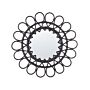 Wall Mirror Black Rattan Frame Ø 60 Cm Modern Sunburst Design Hanging Living Room Decoration