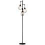 Homcom Industrial 3-light Floor Lamp, Dimmable Standing Lamp With Metal Lampshades, Dinging Room, Black