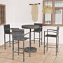 Vidaxl 5 Piece Garden Bar Poly Rattan Grey