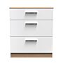 Contrast 3 Drawer Deep Chest In White & Bardolino Oak