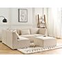 Modular Right Corner 4 Seater Sofa Beige Corduroy With Ottoman 4 Seater Sectional Sofa Modern Design Beliani