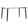 Dining Table Transparent Glass Top Black Metal Legs 150 X 90 Cm Modern Design Rectangular