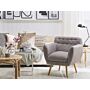 Armchair Grey Fabric Upholstery Buttoned Retro Club Chair