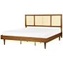 Bed Dark Rubber Wood Eu Super King Size 6ft With Led Light Headboard Viennese Braid Slatted Base