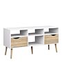 Oslo Tv Unit - Wide - 2 Drawers 4 Shelves In White And Oak