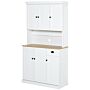 Homcom Modern Kitchen Cupboard, Kitchen Storage Cabinet With Microwave Oven Countertop, Drawer, White