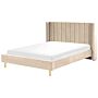 Eu King Size Bed Frame 5ft3 Beige Velvet Slatted Base