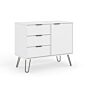 Augusta White Small Sideboard With 1 Door, 3 Drawers