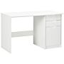 Homcom High Gloss Computer Desk With Drawers, Modern Writing Workstation With Storage Cabinet, Pc Study Table For Home, White