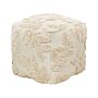 Pouffe Beige Cotton 45 X 45 X 45 Cm With Eps Filling Thick Cover Tufted Pattern Boho Beliani