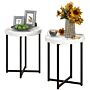 Homcom Set Of 2 Round Side Table With Metal Legs, Modern End Table Bedside Table For Living Room, White