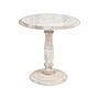 Side Table Off-white With Carved Pattern Round Mango Wood Living Room Hallway Rustic Oriental