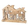 Wooden House With Silver Home Words Decoration