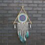 Protection Dream Catcher - Lrg Macrame Pyramid White/turquoise