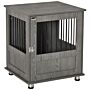 Pawhut Dog Crate Furniture, Wooden End Table, Small Pet Kennel With Magnetic Door Indoor Crate Animal Cage, Grey