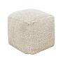 Pouffe Beige Cotton 45 X 45 X 45 Cm Solid Pattern Square Fabric Seating Ottoman Beliani