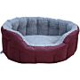 P&l Premium Oval Drop Fronted Bolster Style Heavy Duty Fleece Lined Softee Bed Red Wine/silver Size Jumbo Internal L97cm X W74cm X H25cm