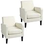 Homcom 2 Pieces Modern Armchairs With Rubber Wood Legs, Upholstered Accent Chairs, Single Sofa, Cream White