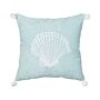 Scatter Cushion Blue Velvet 45 X 45 Cm Marine Seashell Motif Square Polyester Filling