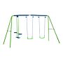 Outsunny Metal Swings & Seesaw Set Double Seats With A Height Adjustable Children Outdoor Backyard Play Set For Toddlers Over 3 Years Old, Green