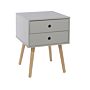 Painted Grey Scandia, 2 Drawer & Wood Legs Bedside Cabinet