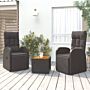 Vidaxl 3 Piece Garden Lounge Set Black Poly Rattan&solid Wood Acacia