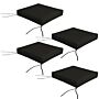 Outsunny 4-piece Seat Cushions Pillow Replacement, Patio Chair Cushions Set With Ties For, Black