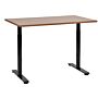 Manually Adjustable Desk Dark Wood Tabletop Black Steel Frame 120 X 72 Cm Sit And Stand Round Feet Modern Design Office