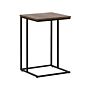 Side End Table Dark Wood Top Black Metal Frame U-shaped Modern Industrial Style Cantilever Particle Board Top