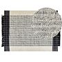 Rug White And Black Wool Cotton 140 X 200 Cm Hand Woven Flat Weave With Tassels