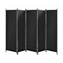 Room Divider Black Polyester Black Steel Frame 5 Panels Decorative Screen Partition