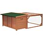 Pawhut Rabbit Hutch Small Animal Guinea Pig House Off-ground Ferret Bunny Cage Backyard With Openable Main House & Run Roof 125.5 X 100 X 49cm Orange