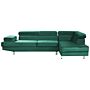 Corner Sofa Green Velvet L-shaped 5 Seater Adjustable Headrests And Armrests