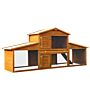 Pawhut Small Animal Deluxe Xxl Fir Wood 2-tier Hutch Natural Wood Tone