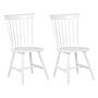 Set Of 2 Dining Chairs White Rubberwood Rustic Vintage High Spindle Back Painted