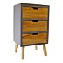 3 Drawer Chest In Grey Finish With Natural Drawers With Removable Legs