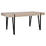 Dining Table Light Wood Top Black Metal Hairpin Legs 150 X 90 Cm Rectangular Industrial Style