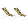 Set Of 2 Sun Lounger Replacement Fabrics Floral Pattern Polyester Sling Hammock