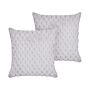 Set Of 2 Scatter Cushions Light Grey Faux Fur 43 X 43 Cm Fluffy Throw Pillow Honeycomb Geometric Pattern Removable Cover With Filling