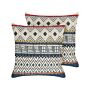 2 Decorative Scatter Cushions Multicolour Cotton 50 X 50 Cm Geometric Pattern Foil Print