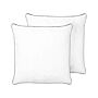 2x Bed Pillow White Japara Cotton 80 X 80 Cm Microfiber Filling High Profile Satin Piping Soft