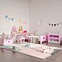 Zonekiz Princess-themed Kids Toddler Bed With Cute Patterns, Safety Side Rails Slats, Kids Bedroom Furniture For 3-6 Years, Pink, 143 X 74 X 59 Cm